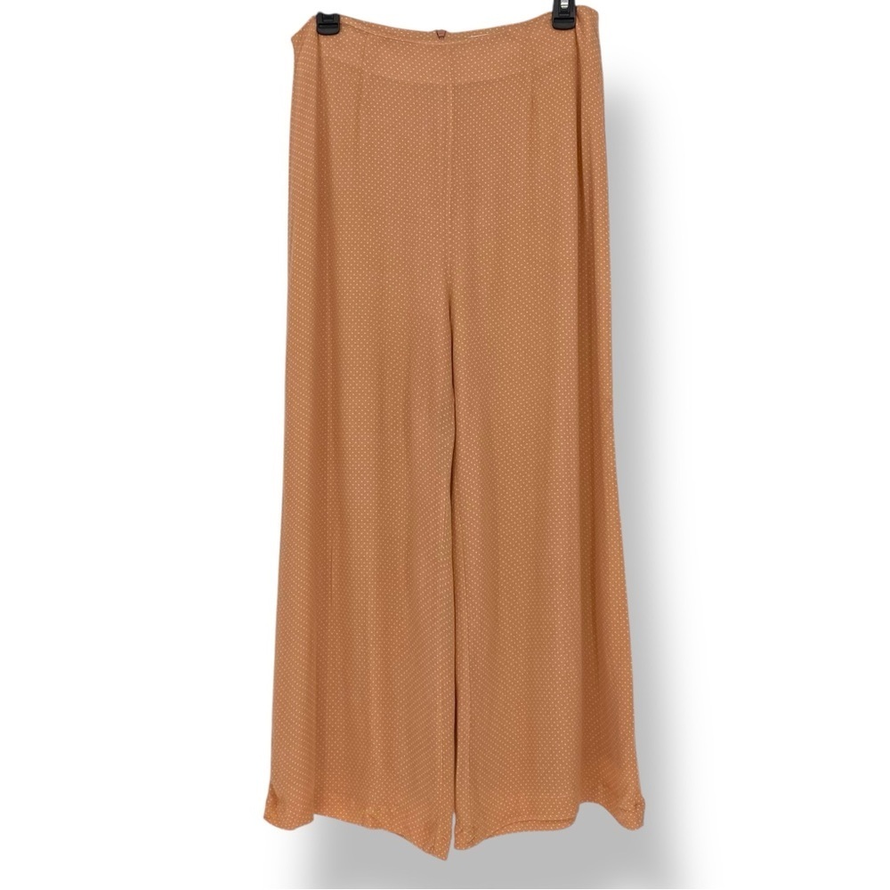 SAGE The Label Peach & White Polka Dot Wide Leg Crop Pants Size Medium